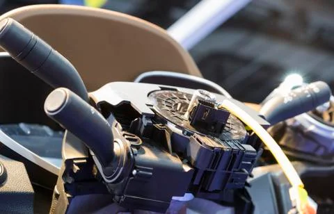 Automotive steering wheel assembly process Stock Photos