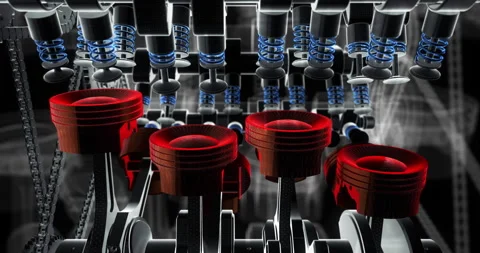 Automotive Technology Wireframe Vehicle Engine Visualization. Stock Footage 327707853