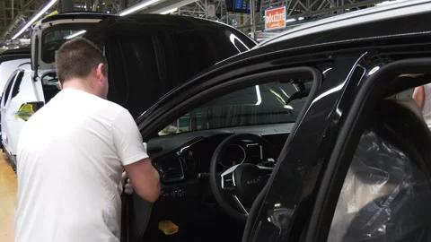 Automotive Worker Assembling Car Interior Stock-Footage 346230174