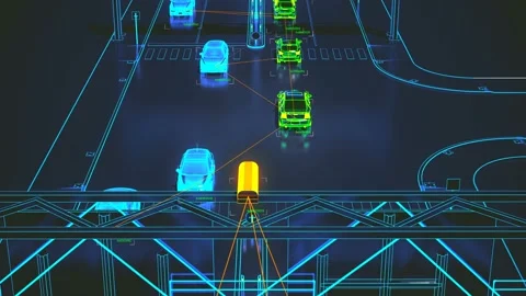 Autonome transportation system concept, smart city, Internet of things, vehicle Stock Footage 89574163