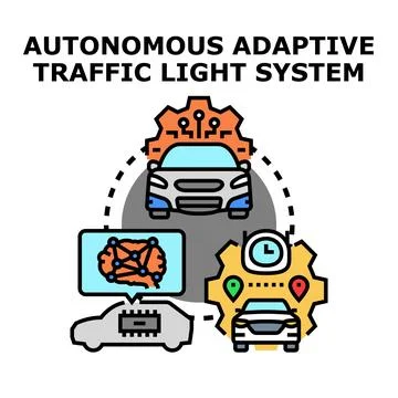 Autonomous adaptive traffic light system technology concept Stock Illustration
