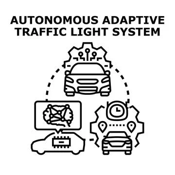 Autonomous adaptive traffic light system technology concept Stock Illustration