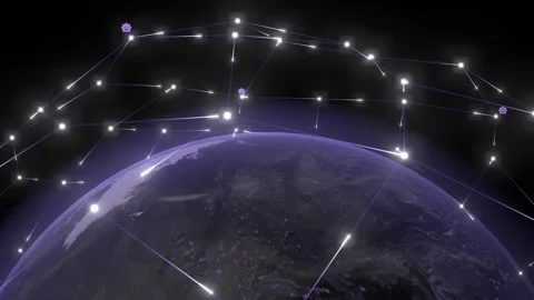Autonomous Agent Network Glowing Nodes On Digital Earth Видео 348070166