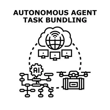 Autonomous agent task bundling artificial intelligence concept Stock Illustration