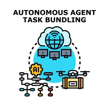 Autonomous agent task bundling artificial intelligence concept Stock Illustration