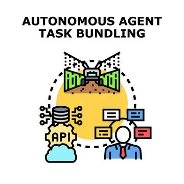Autonomous agent task bundling connection with modern technology Stock Illustration