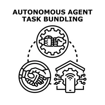 Autonomous agent task bundling future technology concept Illustrazione stock