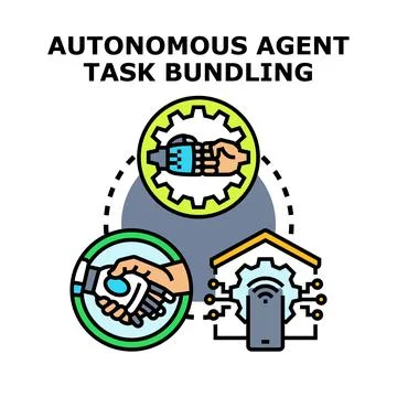 Autonomous agent task bundling future technology concept Stock Illustration