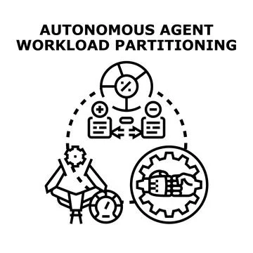 Autonomous agent workload partitioning concept illustration Stock Illustration