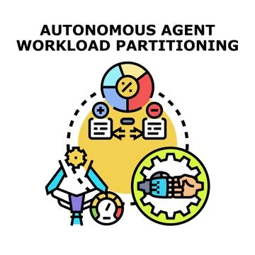 Autonomous agent workload partitioning concept illustration Stock Illustration