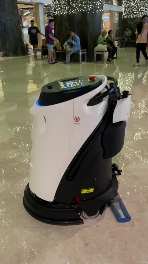 Autonomous AI Floor Cleaning Robot Operating In Genting Highlands Malaysia Stock Footage 309504161