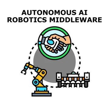 Autonomous ai robotics middleware achieving industrial automation Illustrazione stock