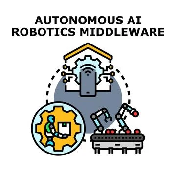 Autonomous ai robotics middleware developing smart automation system Stock Illustration