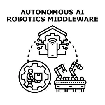 Autonomous ai robotics middleware developing smart automation system Illustrazione stock