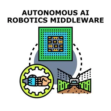 Autonomous ai robotics middleware system concept Stock Illustration