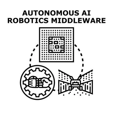 Autonomous ai robotics middleware system concept Stock Illustration