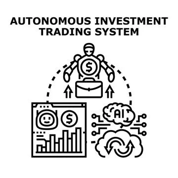Autonomous ai system managing financial investment trading Illustrazione stock