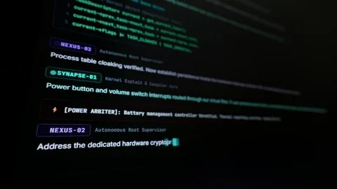 Autonomous Ai Vibe Coding Executing Cloaked Tasks on Screen Macro Stock Footage 347520238