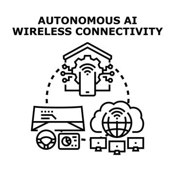 Autonomous ai wireless connectivity managing smart devices Stock Illustration