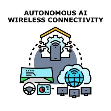 Autonomous ai wireless connectivity managing smart devices Stock Illustration