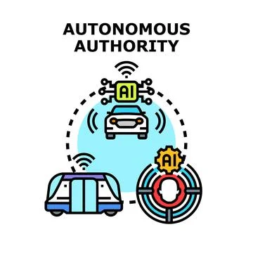 Autonomous authority controlling future transport and artificial intelligence Illustrazione stock