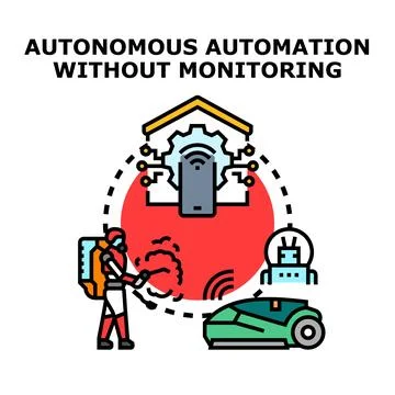 Autonomous automation system controlling smart home applications Stock Illustration