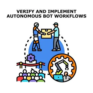 Autonomous bot workflows verifying implementation with human collaboration 스톡 일러스트