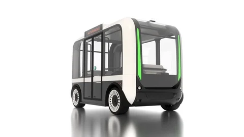 Autonomous Bus On White Background Turnt 