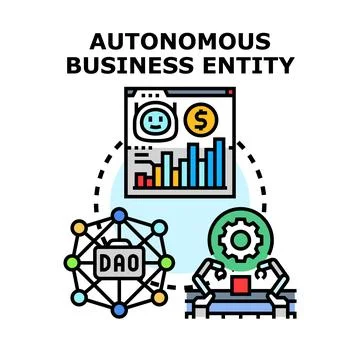 Autonomous business entity concept implementing decentralized organization .. Stock Illustration