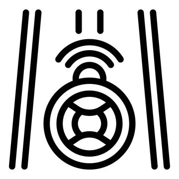 Autonomous car detecting road markings using sensors icon Stock Illustration