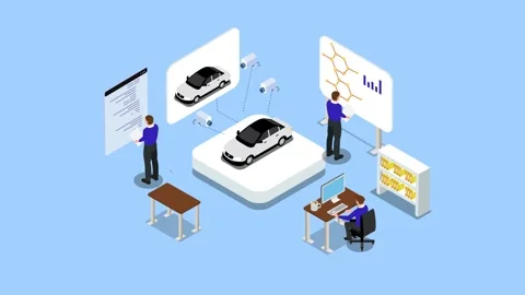 Autonomous Car Development and Automotive Engineering Laboratory Concept 3d.. Stock Footage 337943159