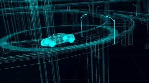 Autonomous car driving on the road Stock Footage 97527680
