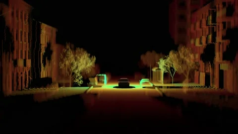 Autonomous car driving training process. AI object detection Stock Footage 149563402