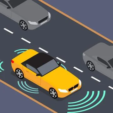Autonomous car icon drive sensor. Digital autonomous vehicle car self driverless Illustrazione stock