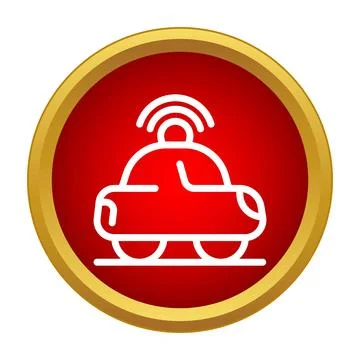 Autonomous car icon with radar sensor technology Illustrazione stock