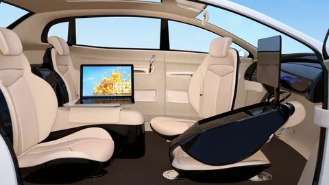 Autonomous car interior Stock Footage 75736569
