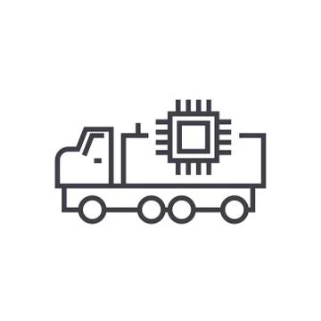 Autonomous car linear icon, sign, symbol, vector on isolated background Stock Illustration