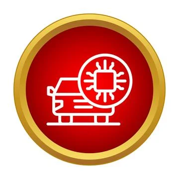 Autonomous car with microchip icon representing vehicle technology Illustrazione stock