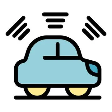 Autonomous car moving using radar signals, future of transportation Stock Illustration