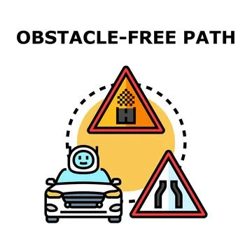 Autonomous car navigating an obstacle free path concept Stock Illustration