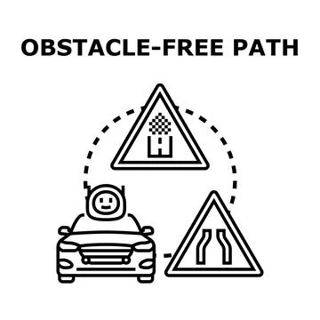 Autonomous car navigating an obstacle free path concept Stock Illustration