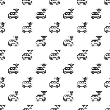 Autonomous car navigation seamless pattern background with smart vehicle te.. 库存插图