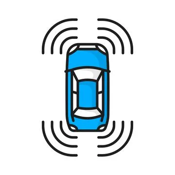 Autonomous car parking, self driving vehicle icon Illustrazione stock