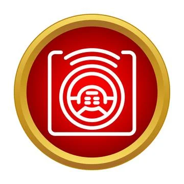 Autonomous car self driving technology red button icon Illustrazione stock