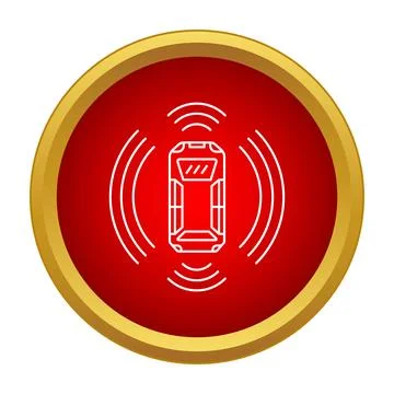 Autonomous car sensing surrounding with radar technology icon Stock Illustration