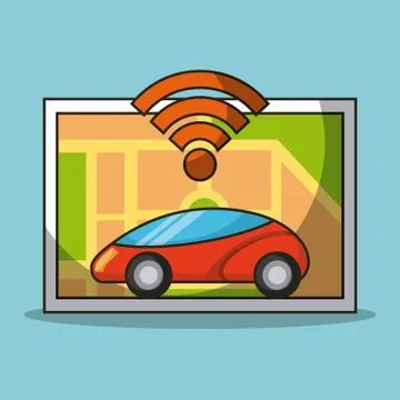 Autonomous car sensor map navigation smart technology Stock Illustration