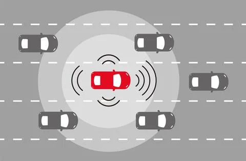 Autonomous car top view. Self driving vehicle. Stock Illustration