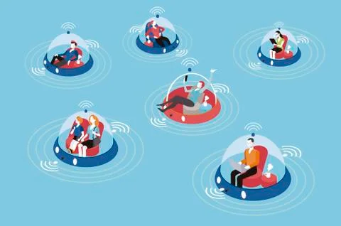 Autonomous Cars Bubbles Stock Illustration