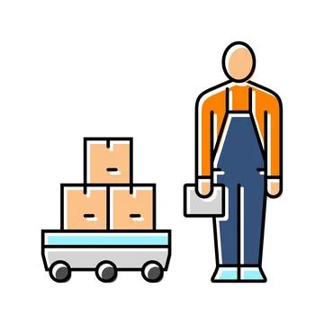 Autonomous cart color icon vector illustration イラスト素材