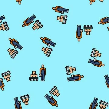 Autonomous cart vector seamless pattern Illustrazione stock